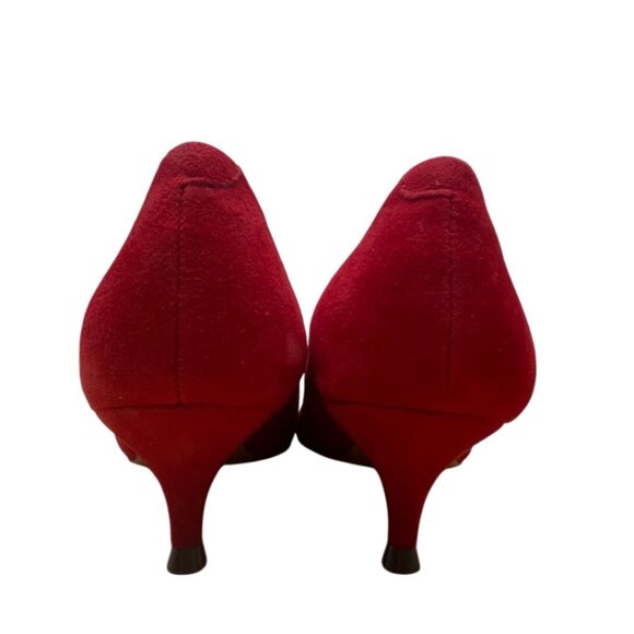 Vionic Red Suede Josie Orthotic Kitten Heel Pointed Toe Pumps Size 5 - Picture 4 of 8